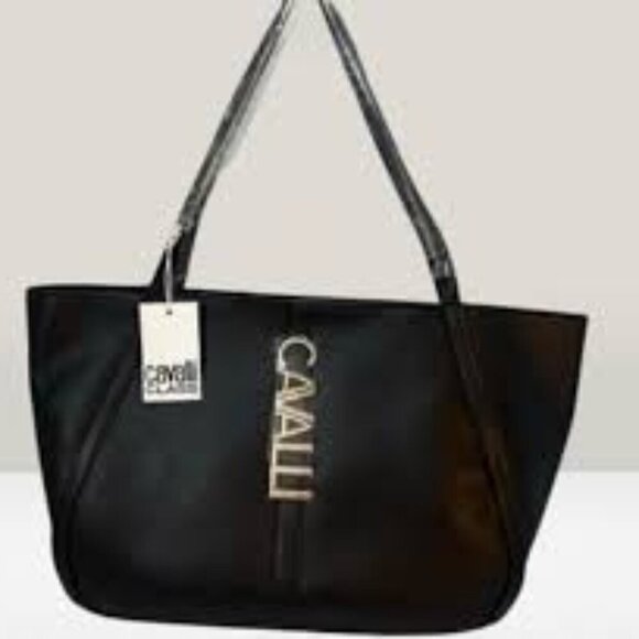 Class Roberto Cavalli Handbags - NWT- CAVALLI SANDRA SHOPPER BLACK DEBOSS SHOPPER TOTE